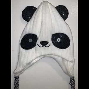 Panda Winter Hat with braided dangles
